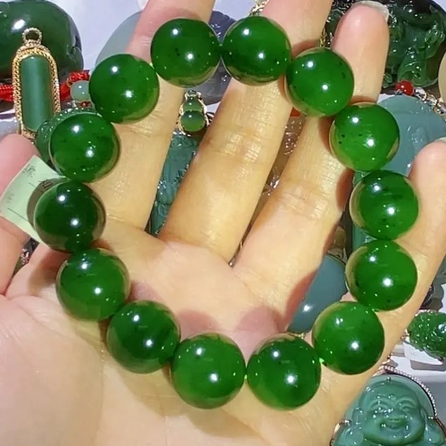 时尚大气俄碧菠菜绿料手串卡16