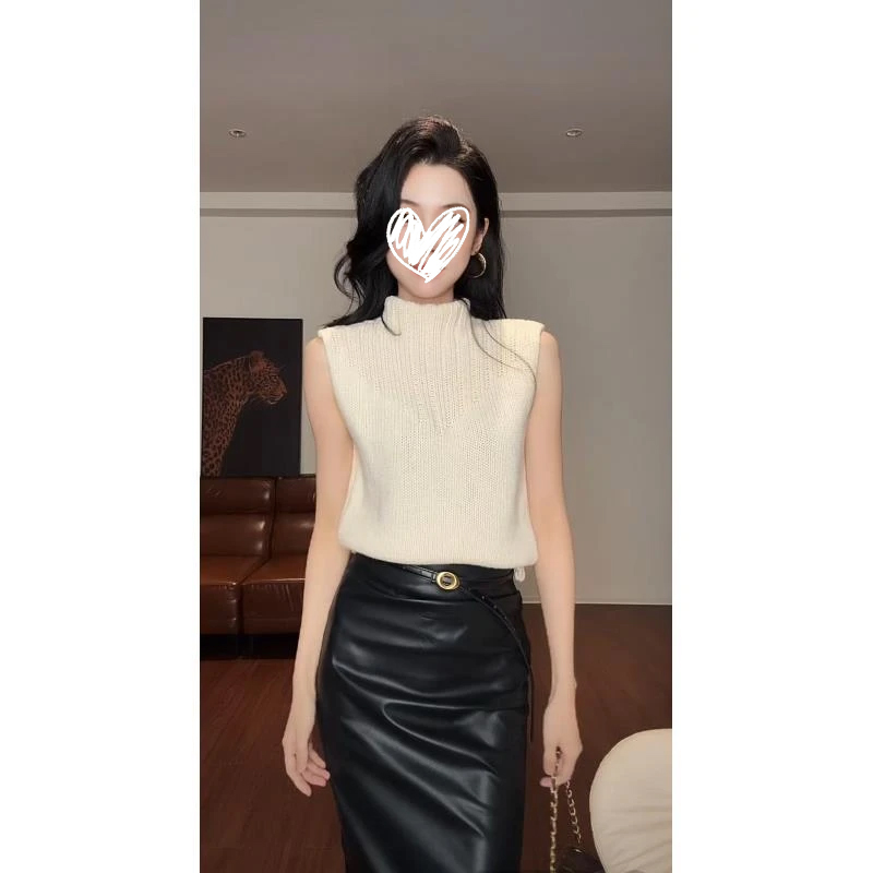 中高领无袖设计感针织衫女装上衣 YSA89095