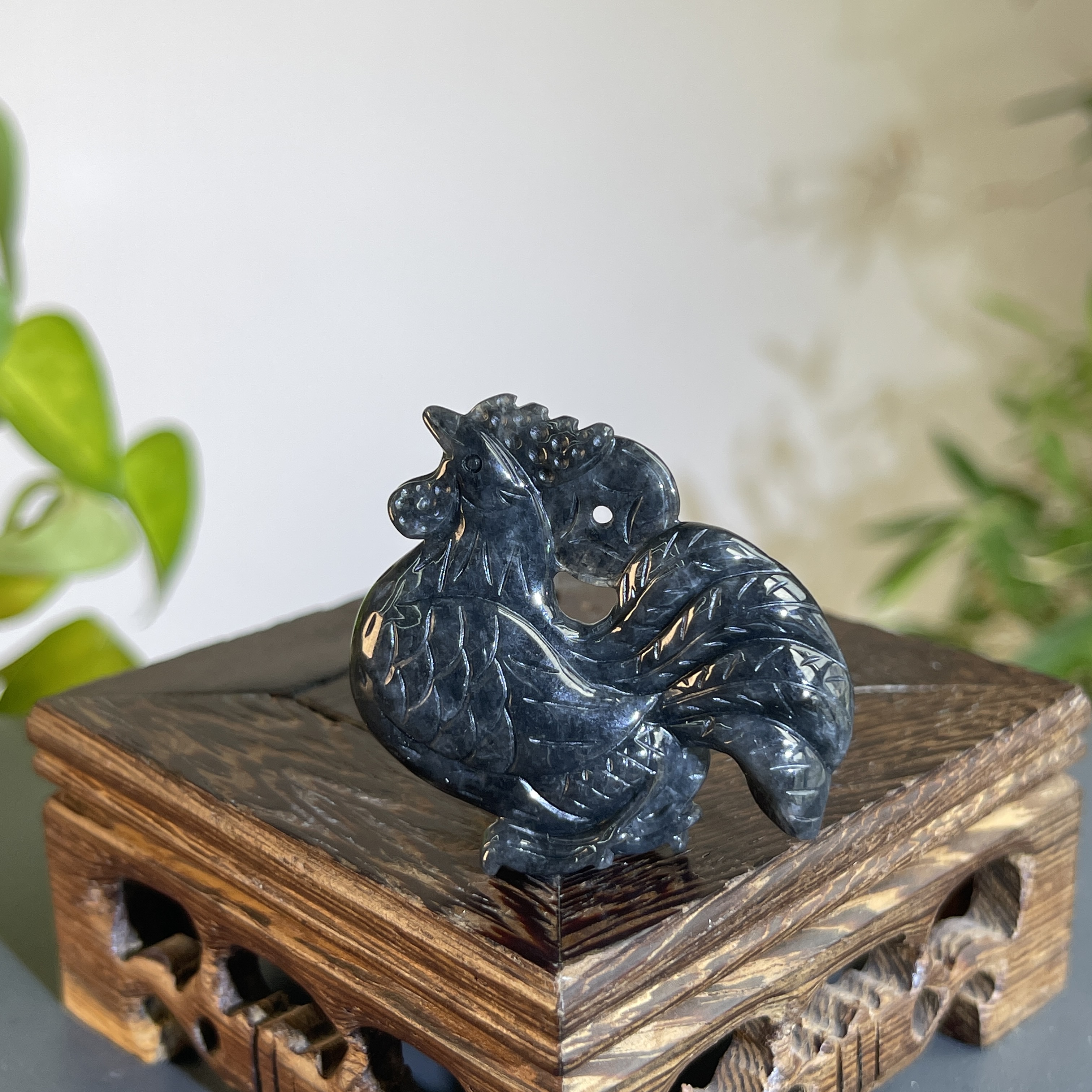 JTA09-09 天然缅甸翡翠A货 乌鸡-金鸡独立