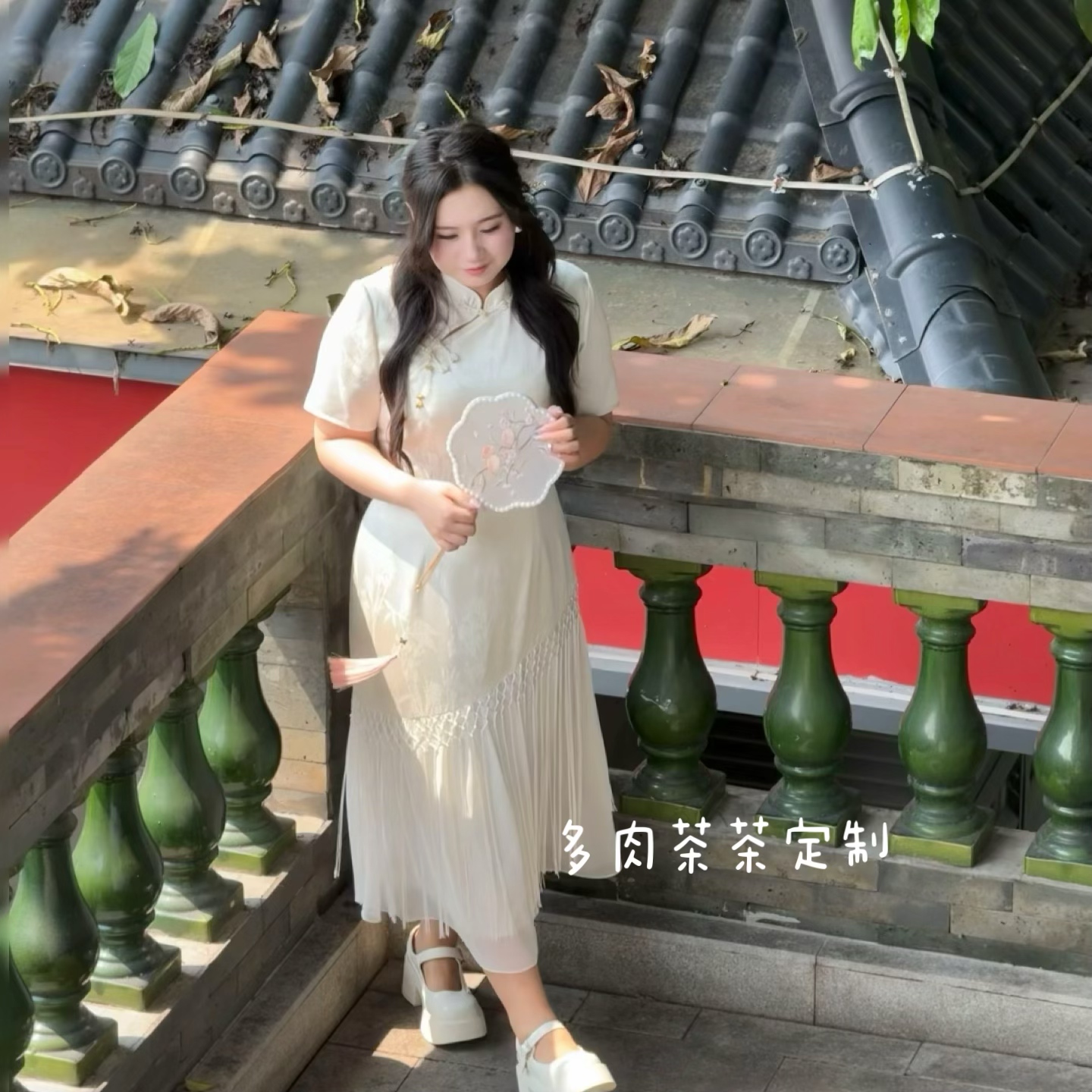 码加加51409大码旗袍夏季新中式旗袍改良提花流苏盘扣国风连衣裙