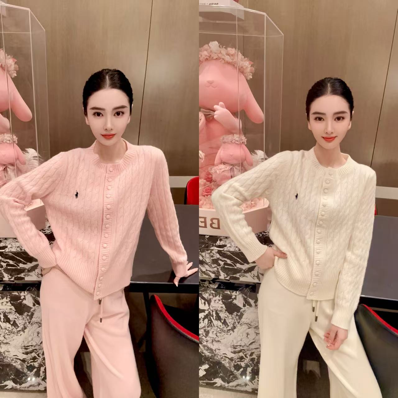 DL乐乐家【与冬相拥】冬季新款时尚百搭纯色一整套穿搭绝美仙女套装