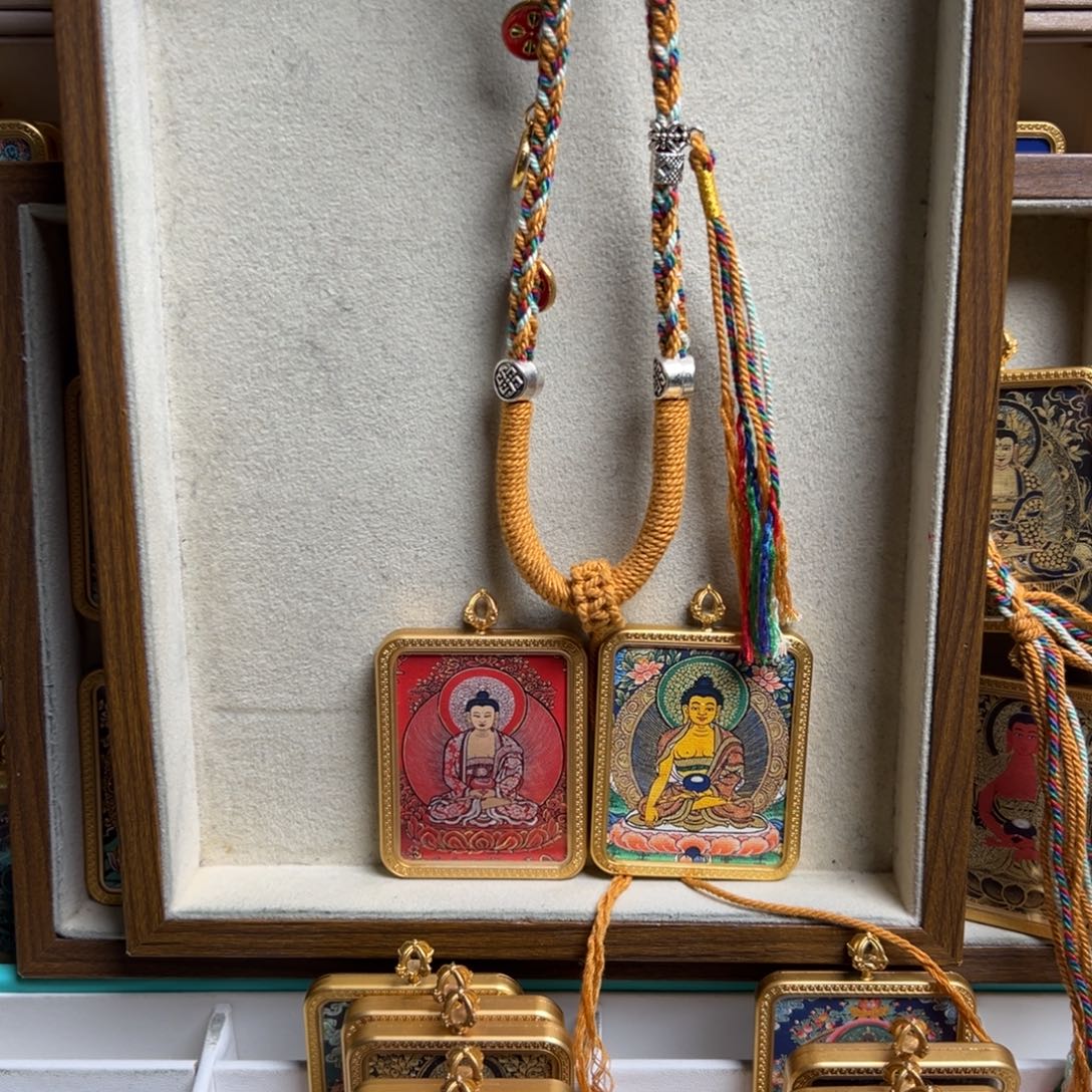 殷***段吊坠双面定制 阿弥 释迦