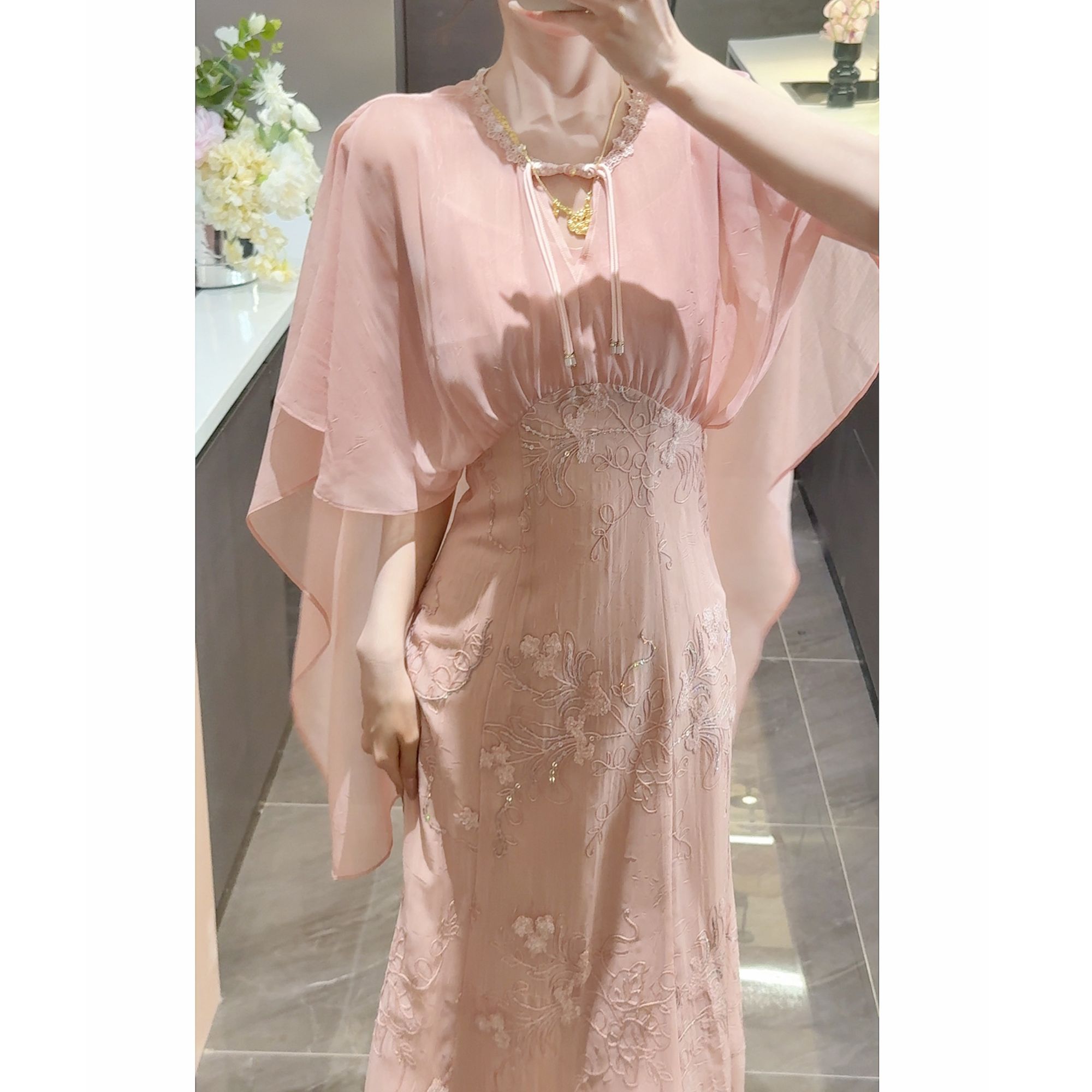 【婉婉定制】【桃夭】连衣裙CDW5LYQ7711A瘦气质时尚夏季复古国风提花