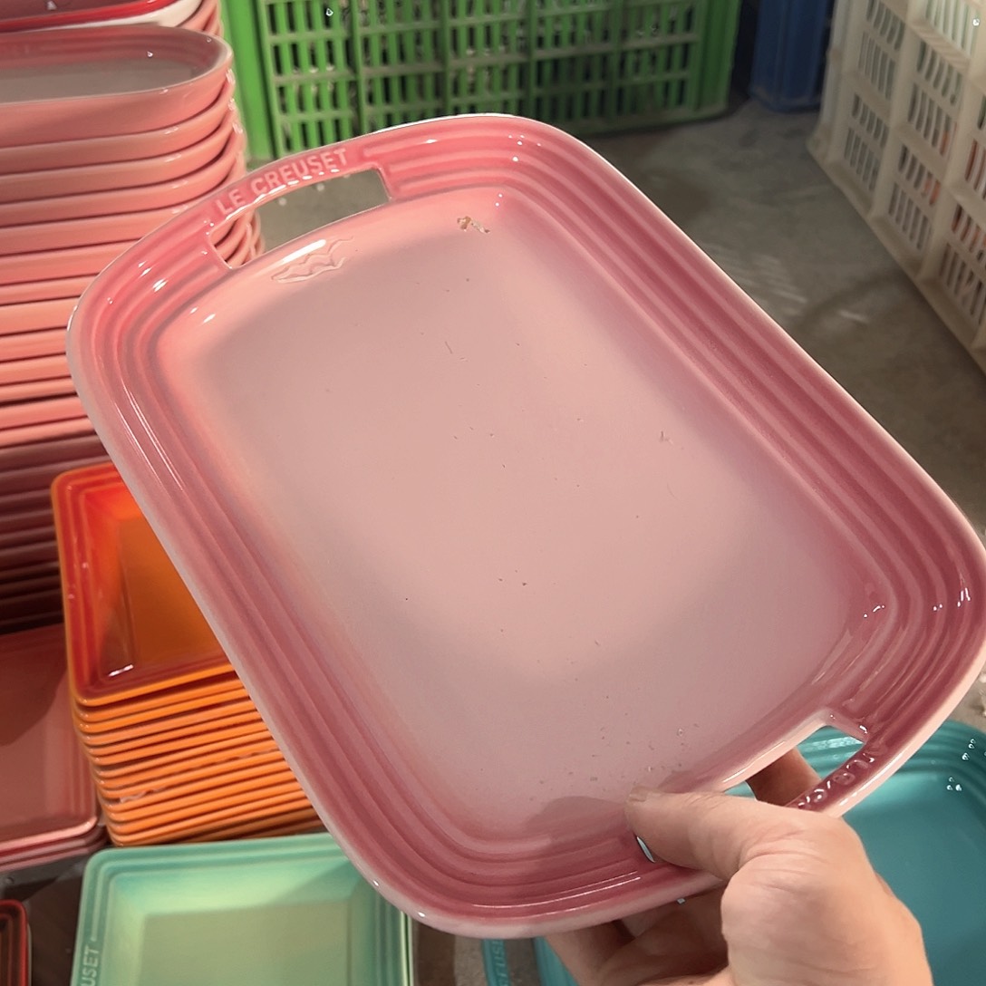 陶瓷 双耳托盘 粉色色色