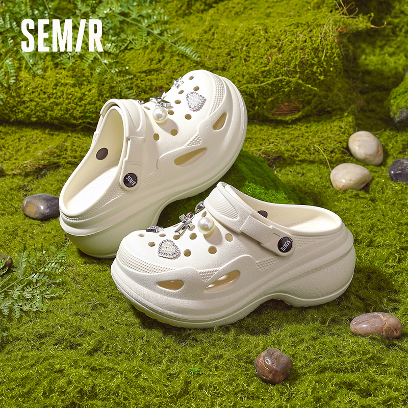 SEMIR【甜心巴洛克】S厚底洞洞鞋女外穿时尚防滑防臭凉拖海边沙滩鞋