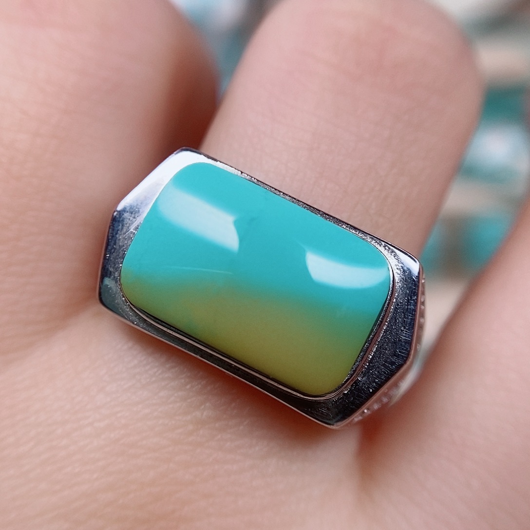 绿松石戒指银S925镶嵌