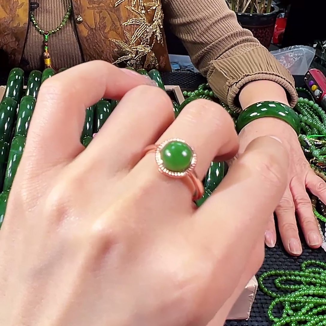 和田玉（碧玉）合金戒指