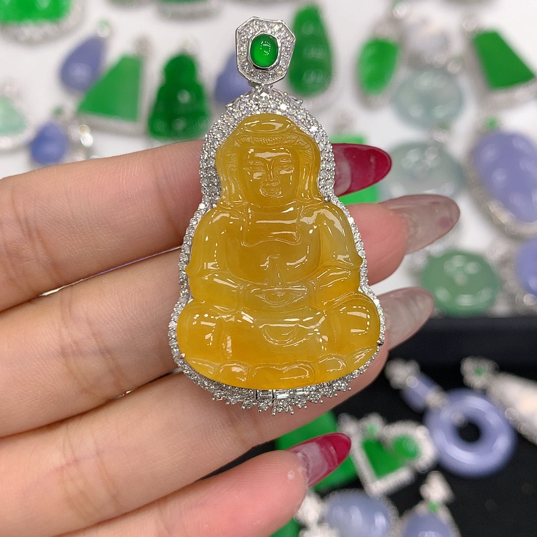 翡翠颈饰18K金镶嵌真***姐1111111111