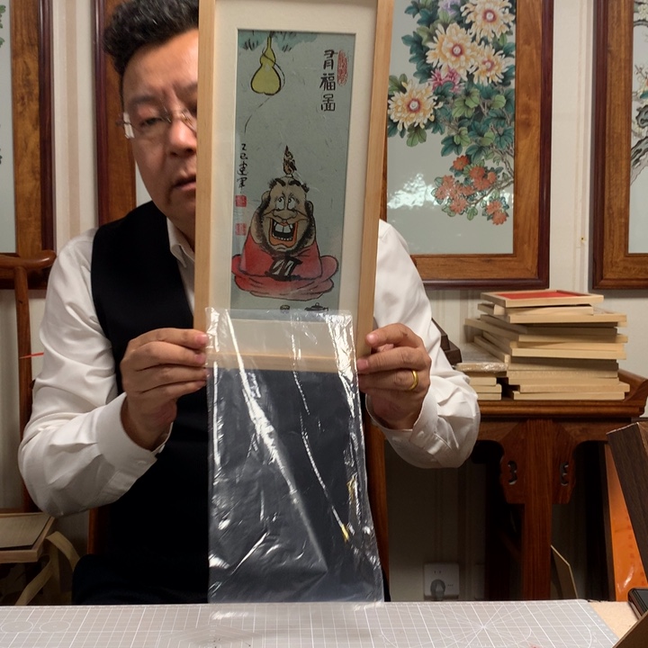 折扇手绘国画定制摆台