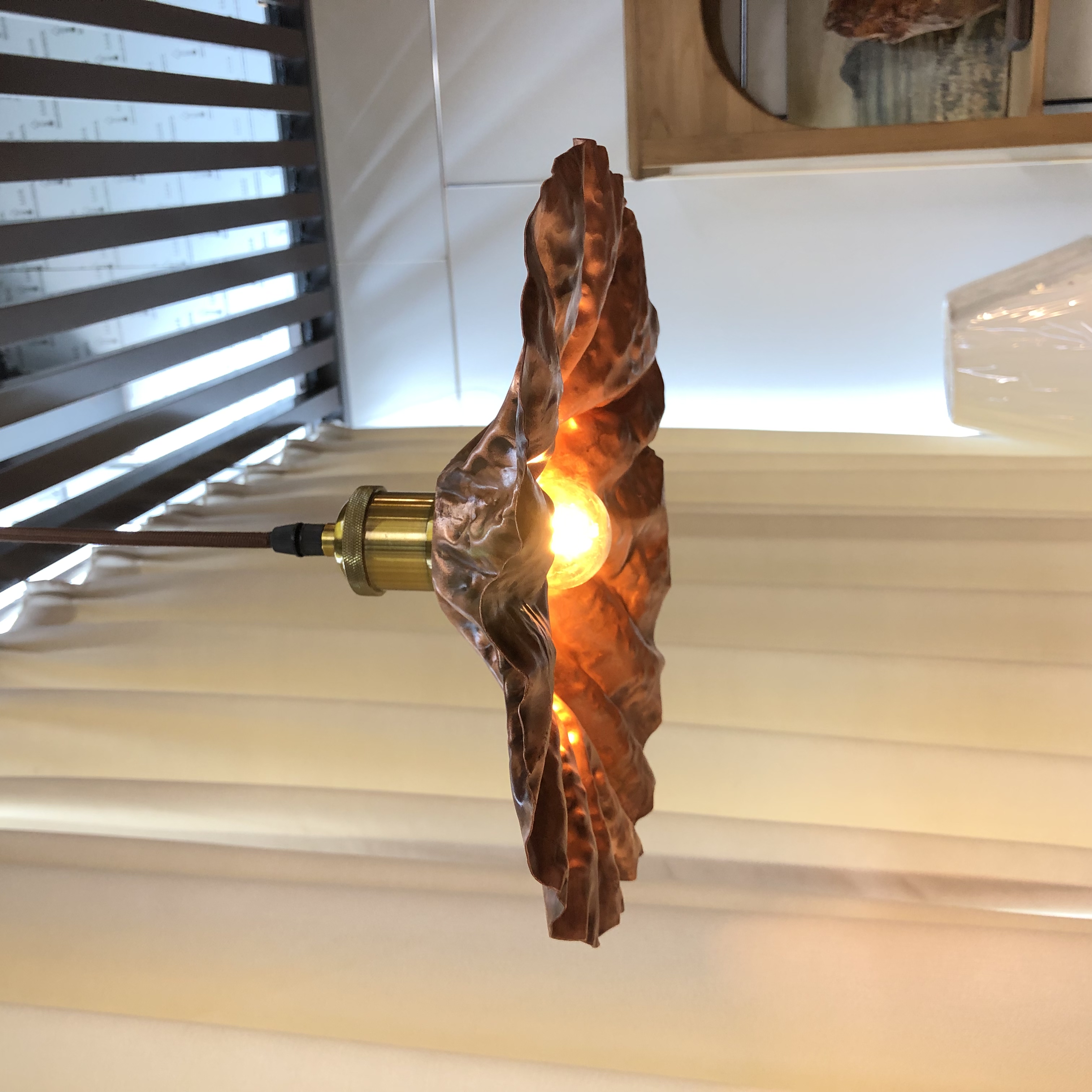 【务美艺术】紫铜锻打纹吊灯空间装饰摆件（09264/09265）