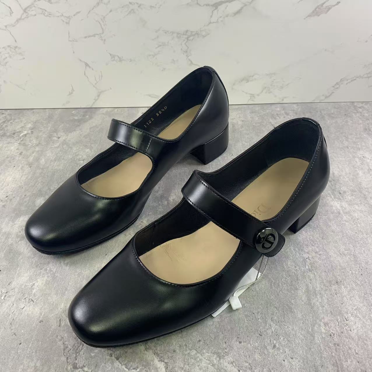 95新 DIOR/迪奥 35.5码/仔仔女鞋/黑色玛丽珍一字带乐福鞋xxs1045
