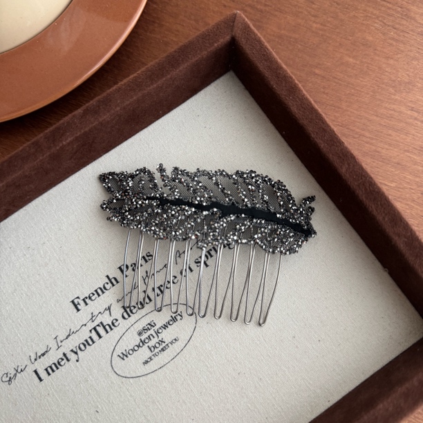 金枝玉叶发梳女闪钻树叶插梳发夹时尚高颅顶防滑发卡头饰