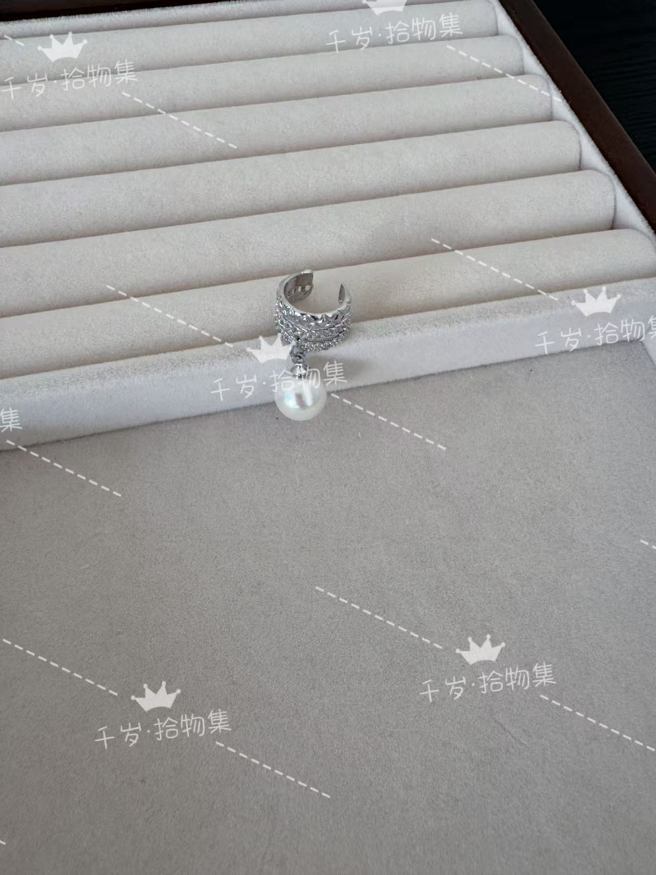 铜合金耳饰 小众设计清冷系列甜酷珍珠耳骨夹（128）