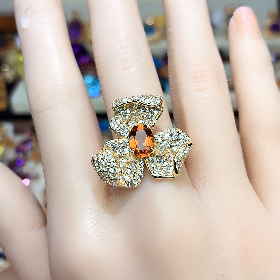 水晶戒指银S925镶嵌