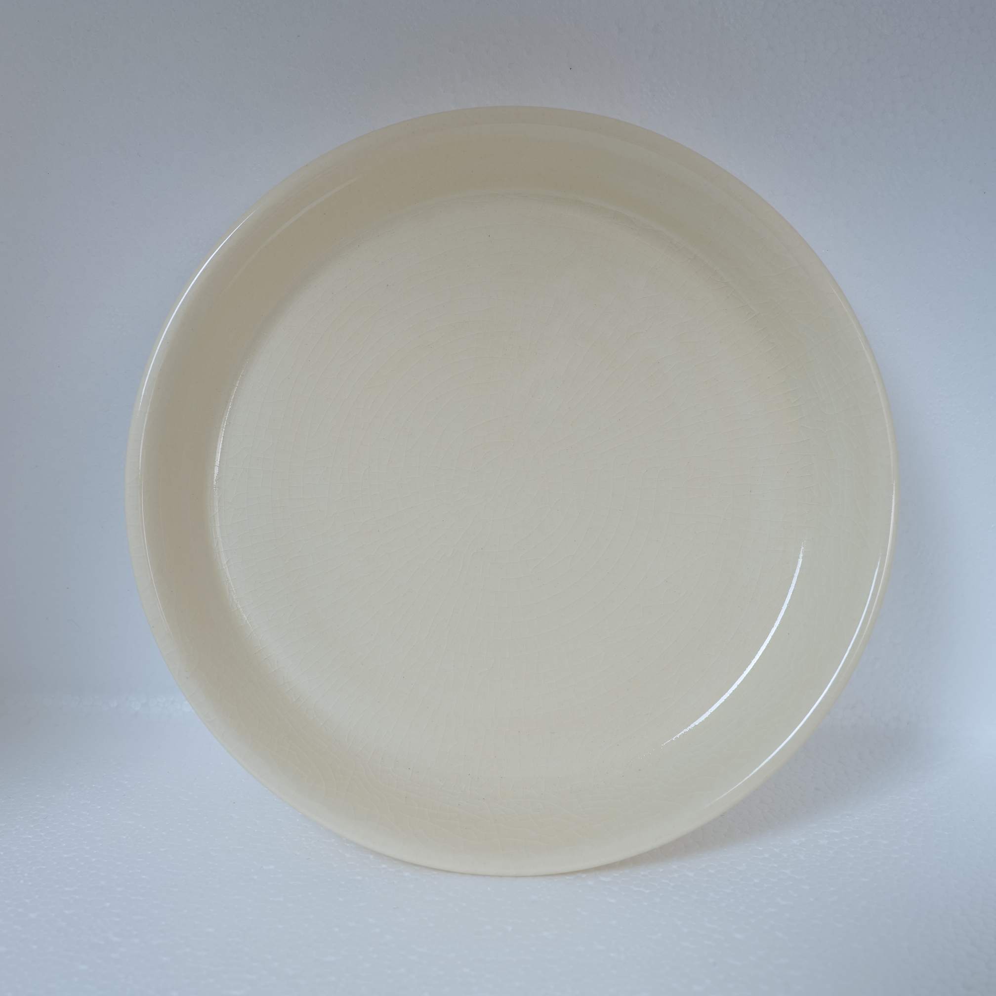 【2号壶承】直径约14.8cm漳州窑米黄釉开片工夫茶具壶承茶盘