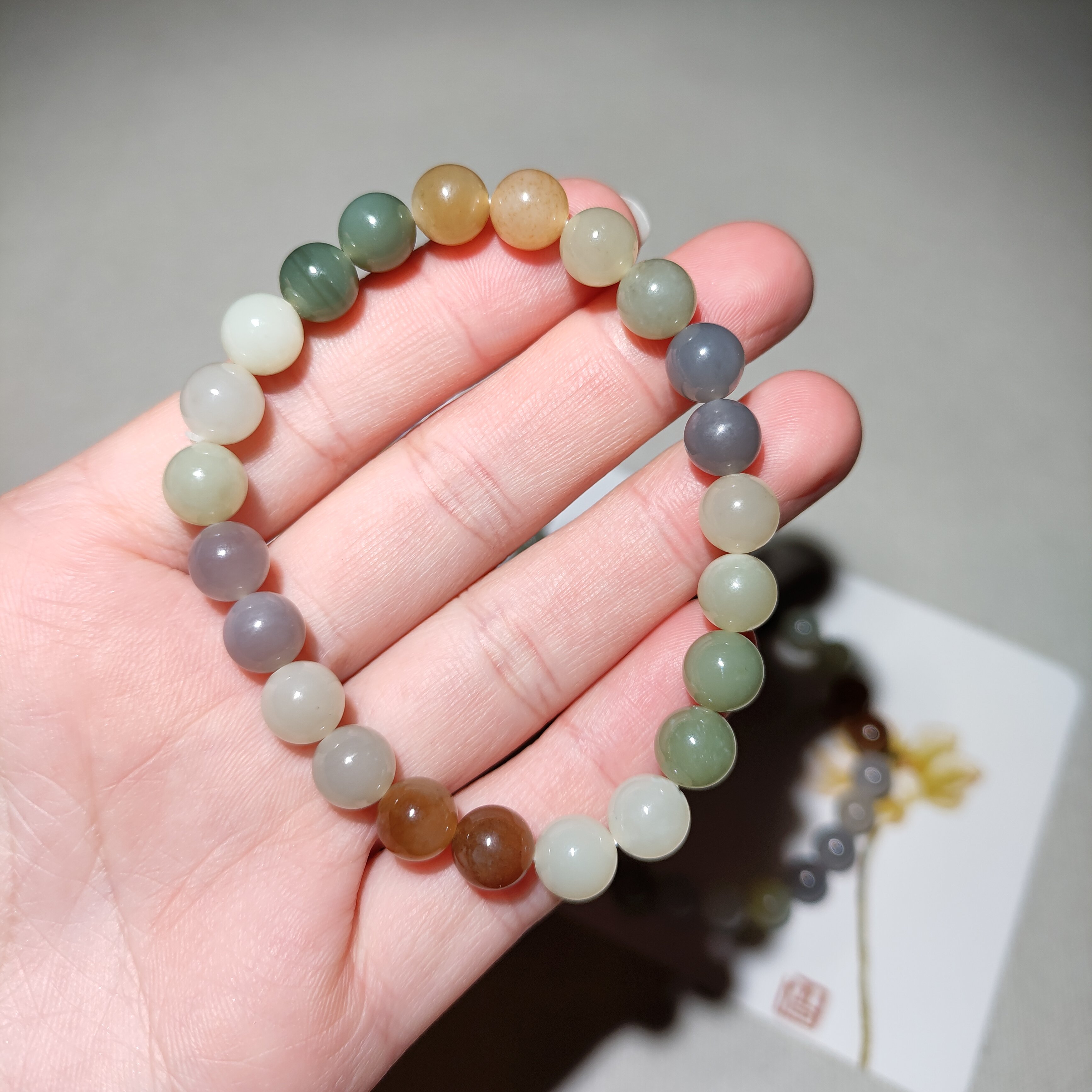 和田玉多宝圆珠手串约8MM左右多样性发一件