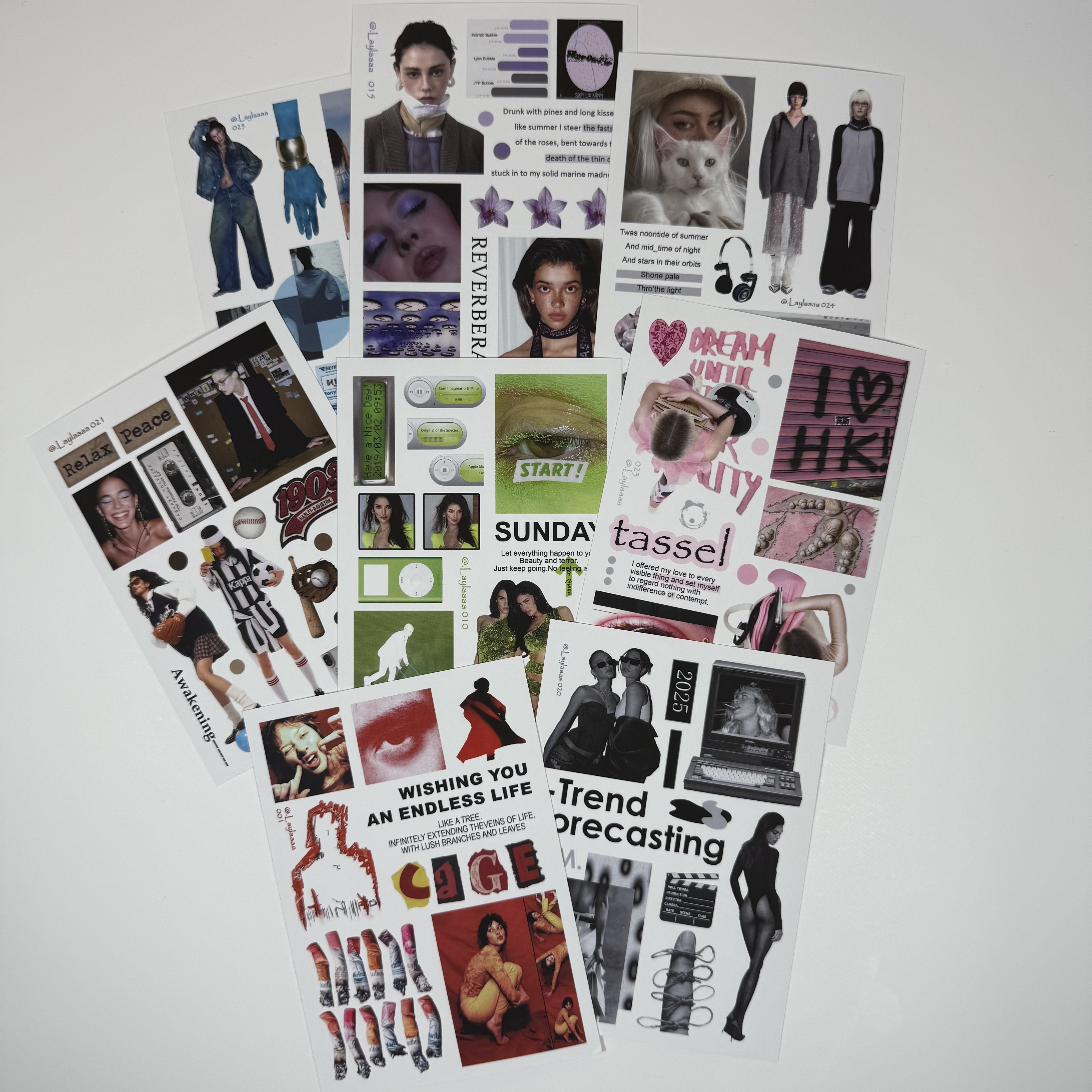 【切膜贴纸13】欧美韩系ins切膜贴纸手账手机壳背卡diy素材10张包邮