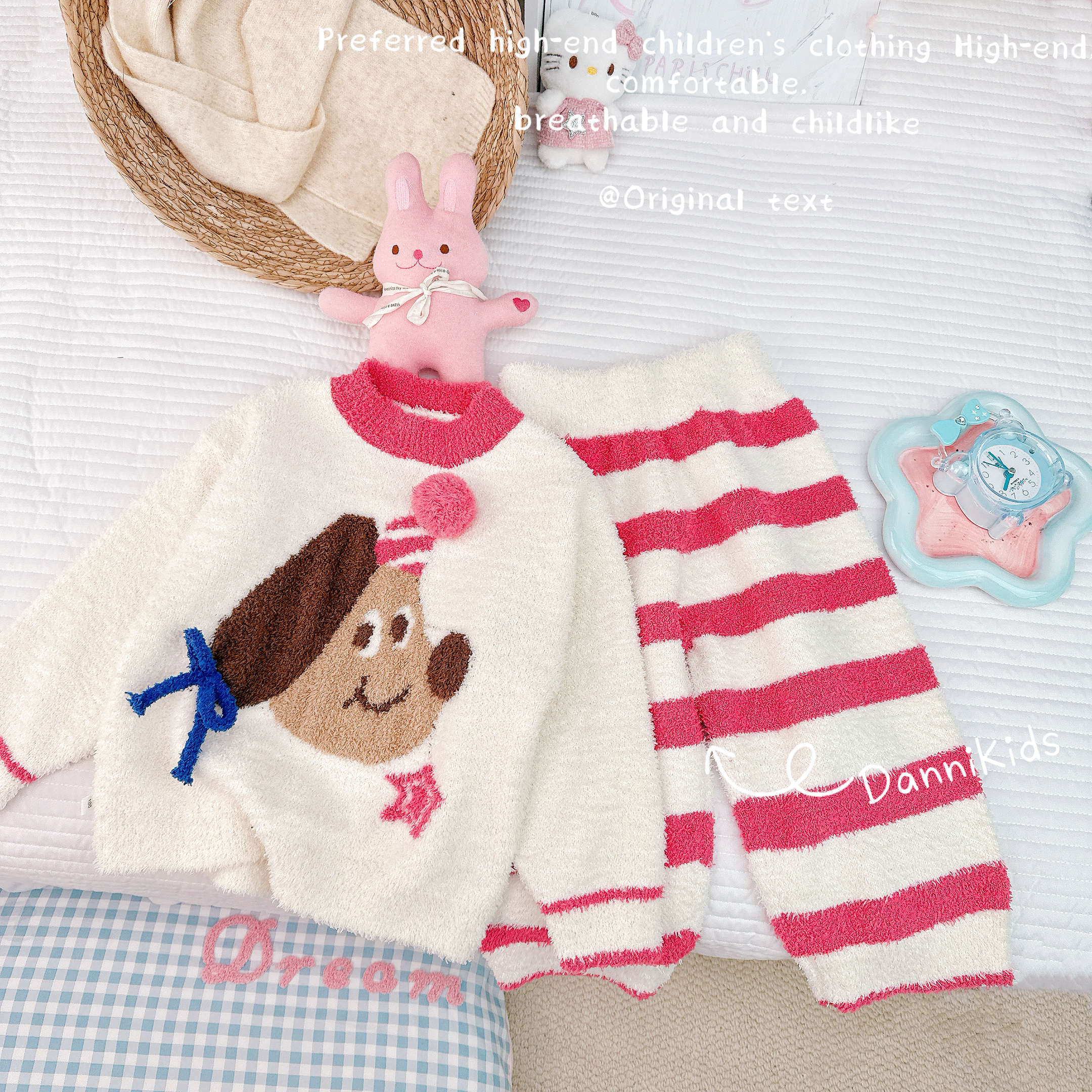 「Dannirabbit」【半边绒】冬款&女童半边绒狗狗家居服套装【X-8677】
