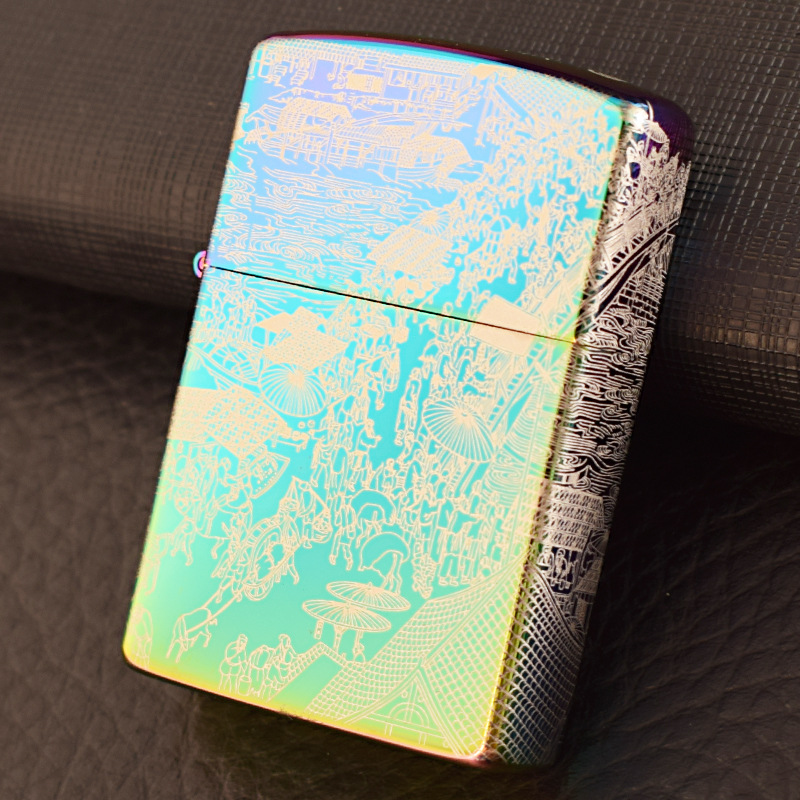 ZORRO佐罗复古煤油打火机砂轮棉油机幻彩清明上河图