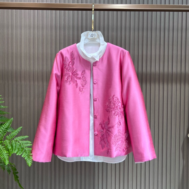 暮云羞色 新中式国风新款女装秋冬加厚重工钉珠年轻款棉服外套