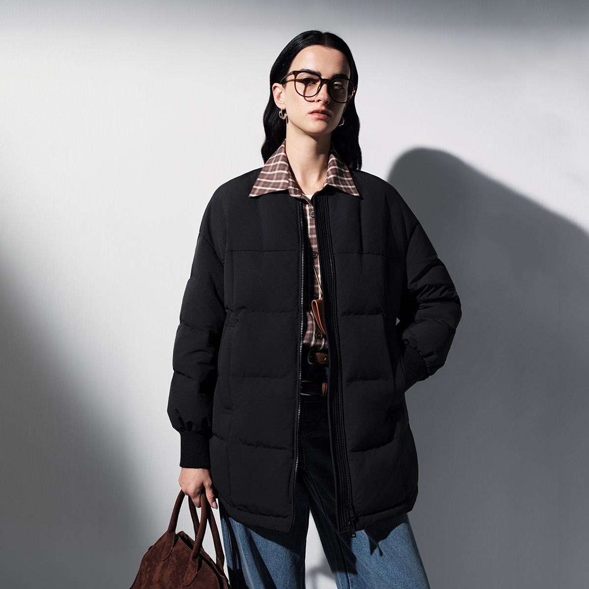 恩派雅可拆卸围巾外套白鸭绒羽绒服女XNKIAY950A