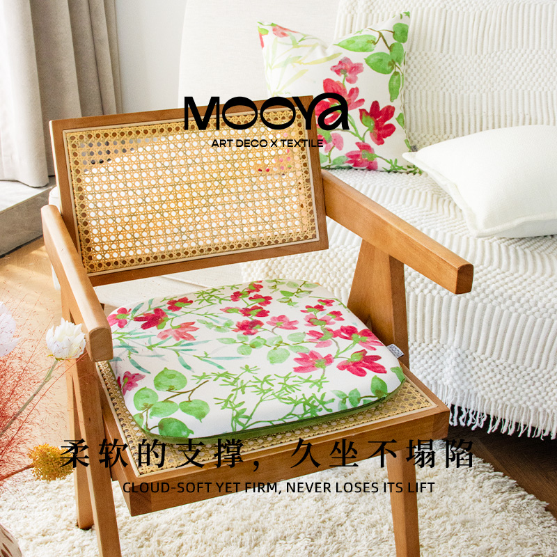 MOOYA撷秀 法式复古印花坐垫餐椅垫办公室久坐屁垫四季通用高级感