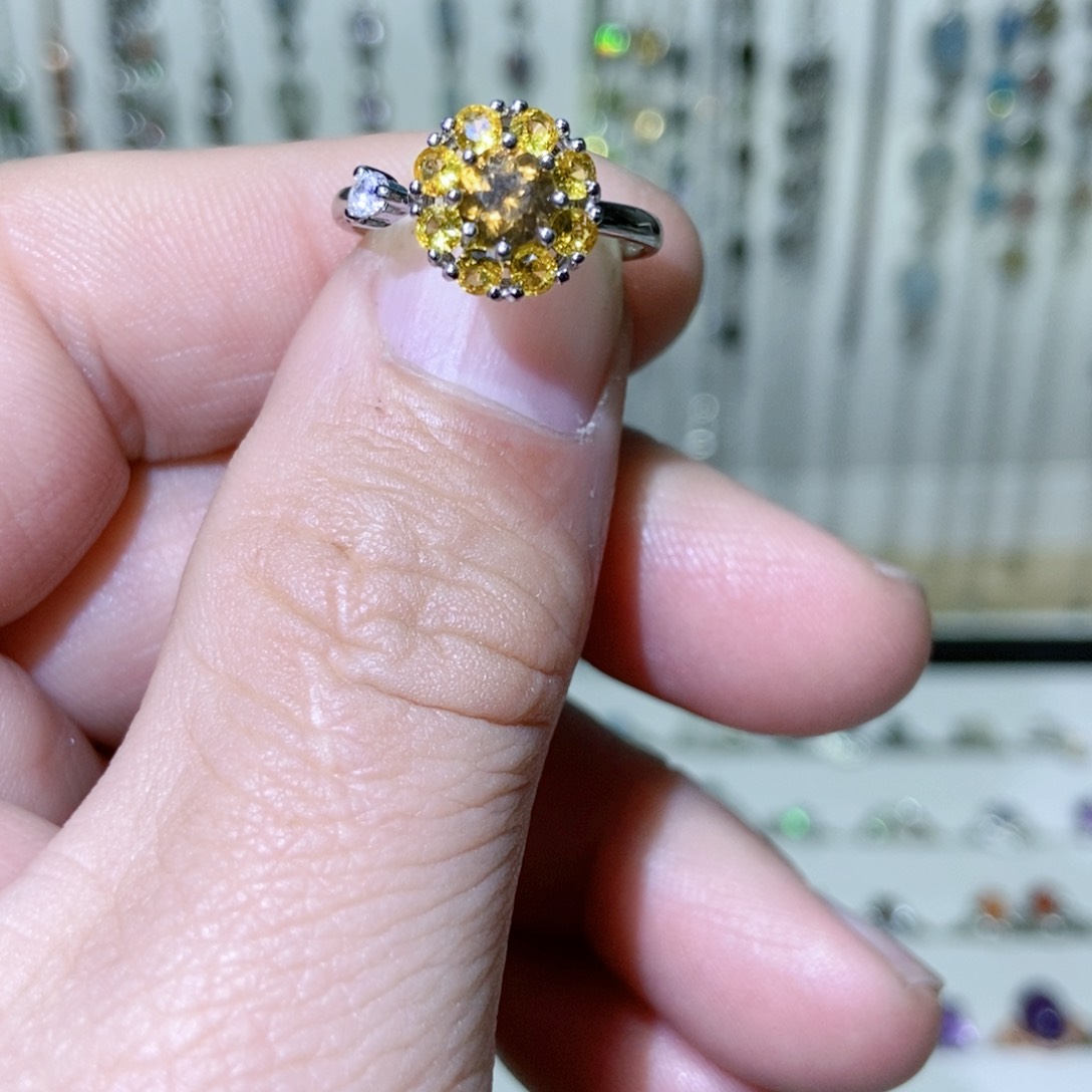 绿水晶戒指银S925镶嵌