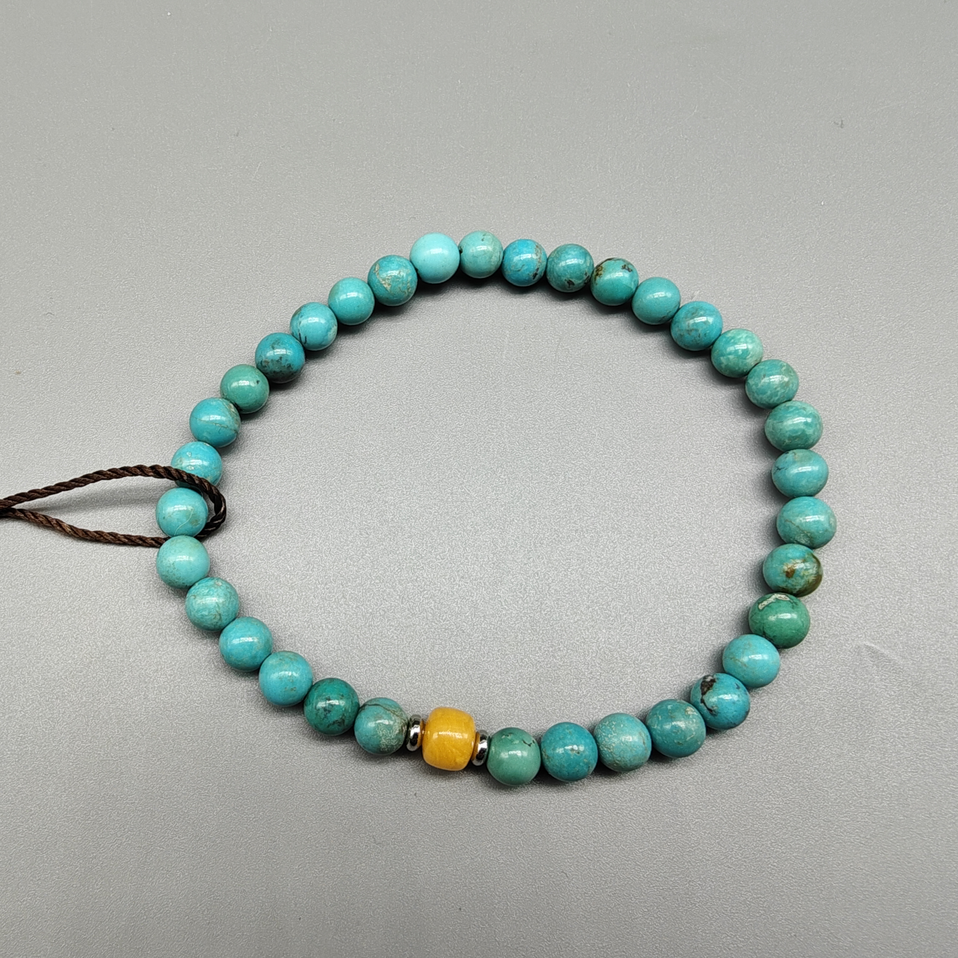 民国 老矿绿松圆珠 蜜蜡配珠 手串BJ-LS3290