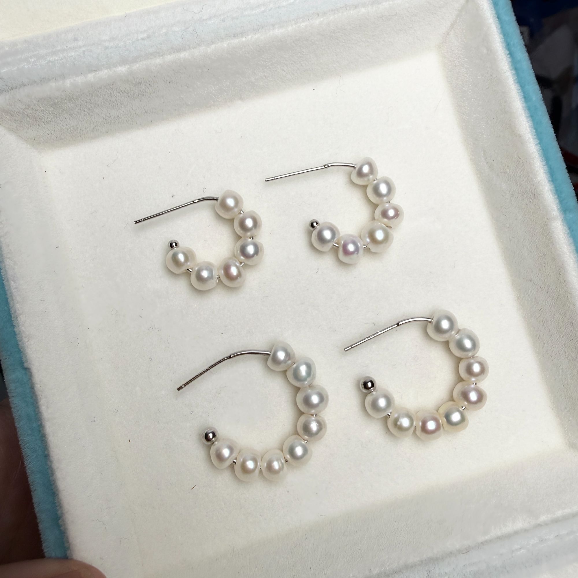 爱源珠宝 C圈-天然淡水珍珠耳圈耳环S925银耳饰 经典爆款生日礼物