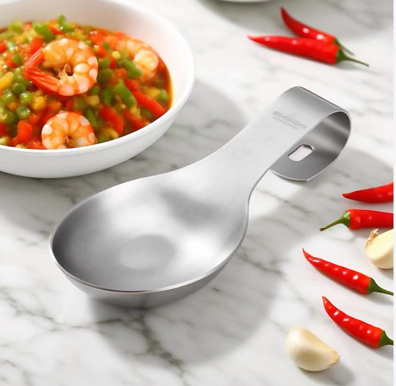 食品级18/10不锈钢汤勺架子托铲子勺子托炒菜勺架艺术碟盘