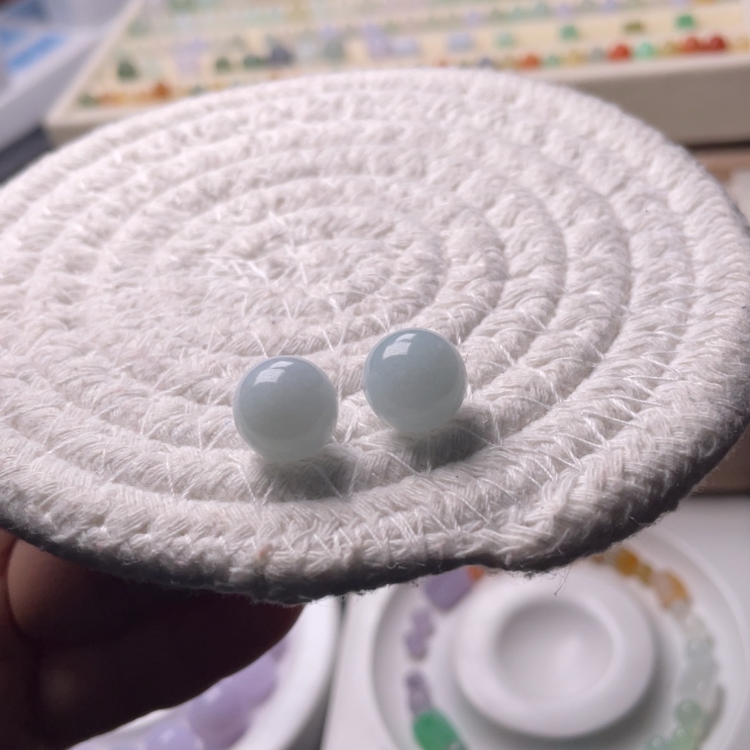 未镶嵌手链翡翠卡11.2蓝珠一对
