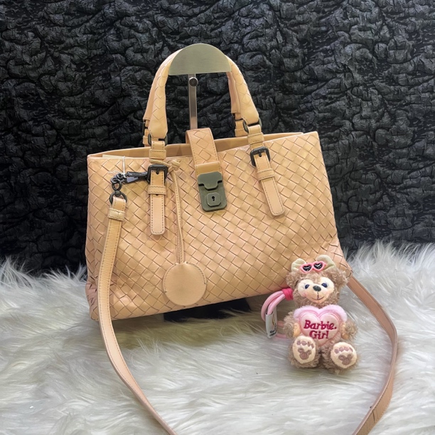 95新 BOTTEGA VENETA/葆蝶家 奶茶色手提托特