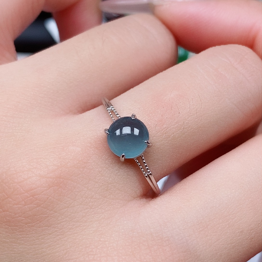 翡翠戒指银S925镶嵌戒指