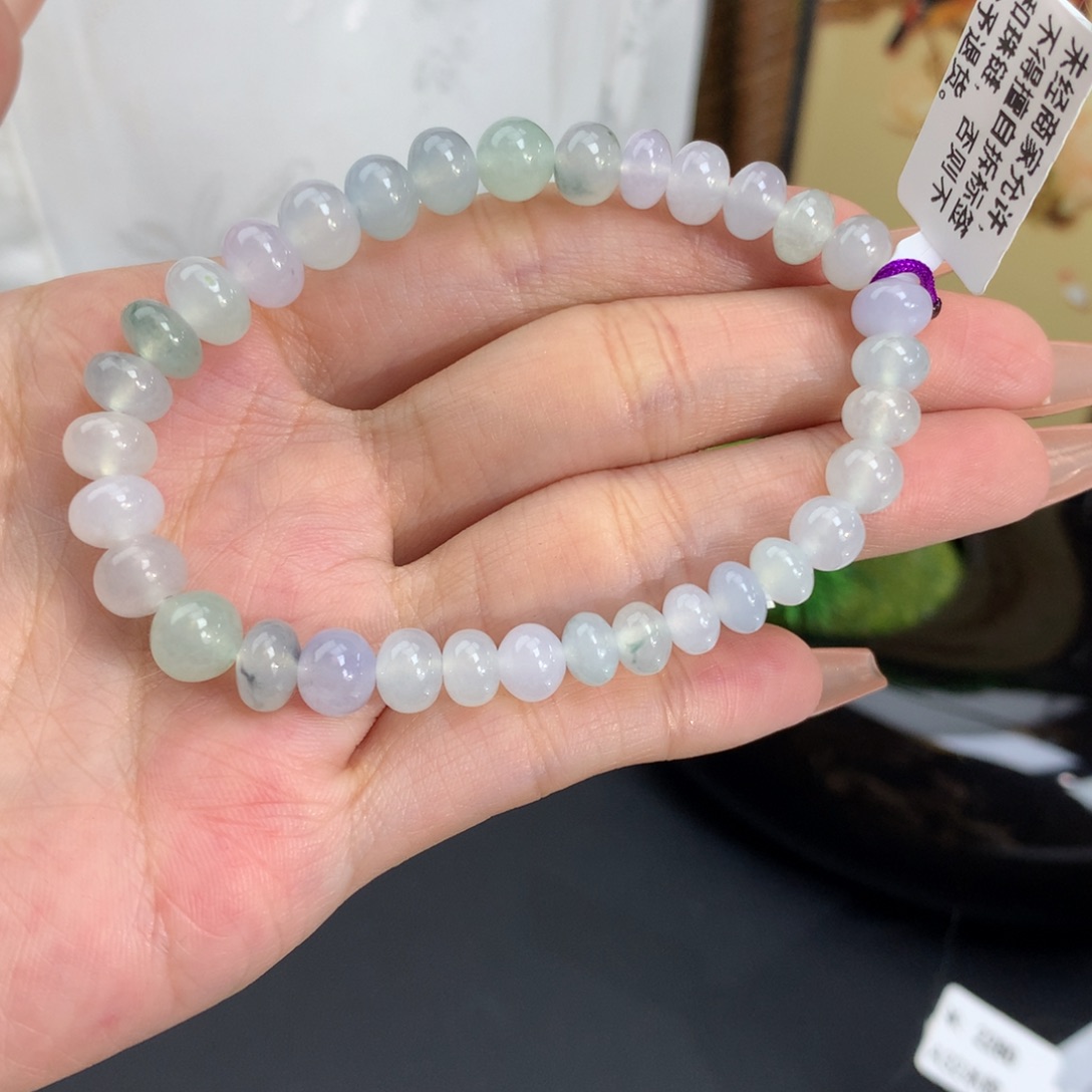 未镶嵌手链翡翠卡6.3冰胶马卡龙鼓珠手串