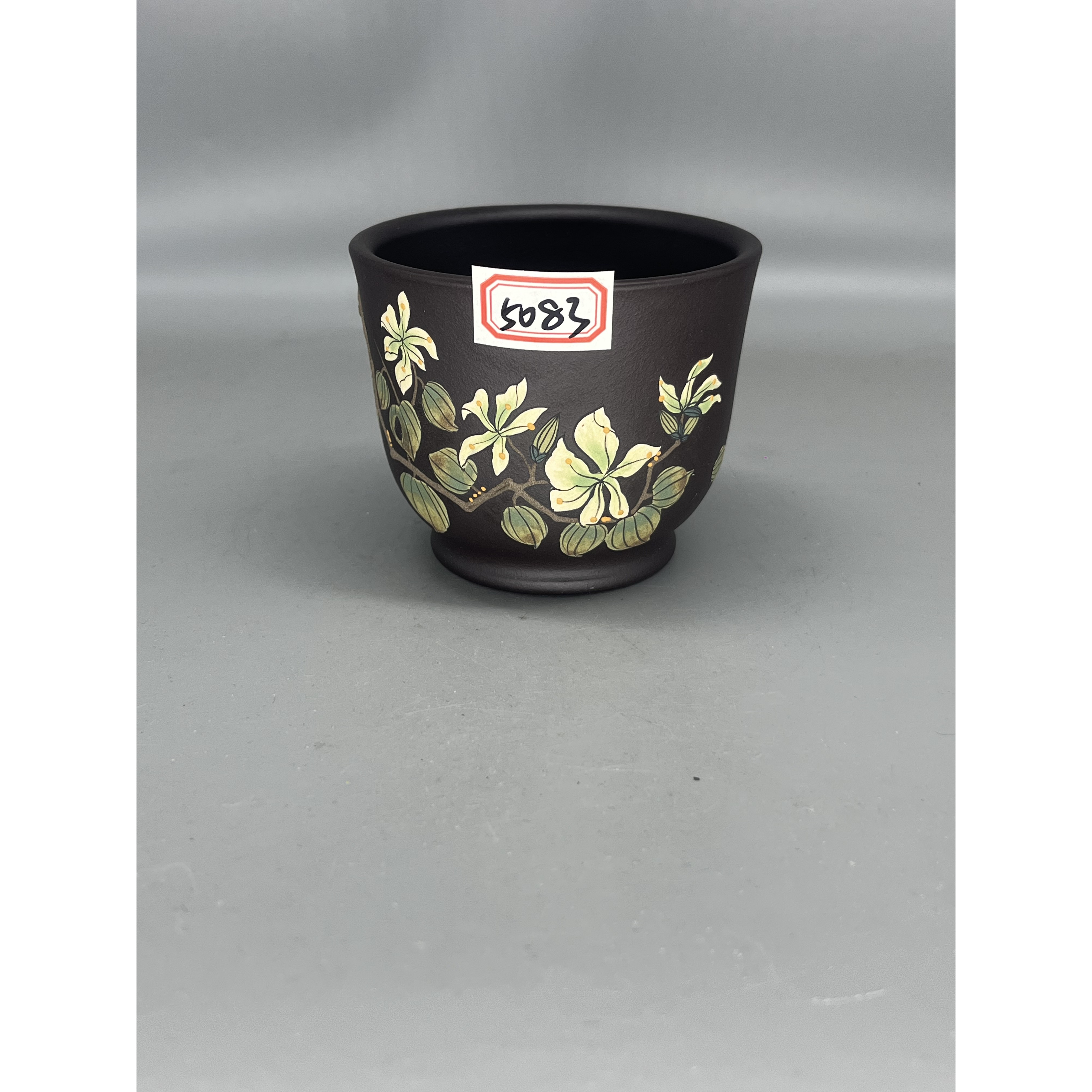 5083宜兴陶瓷珐琅彩紫砂茶具品茗杯堆绘玉兰花主人杯150ccYST茶杯