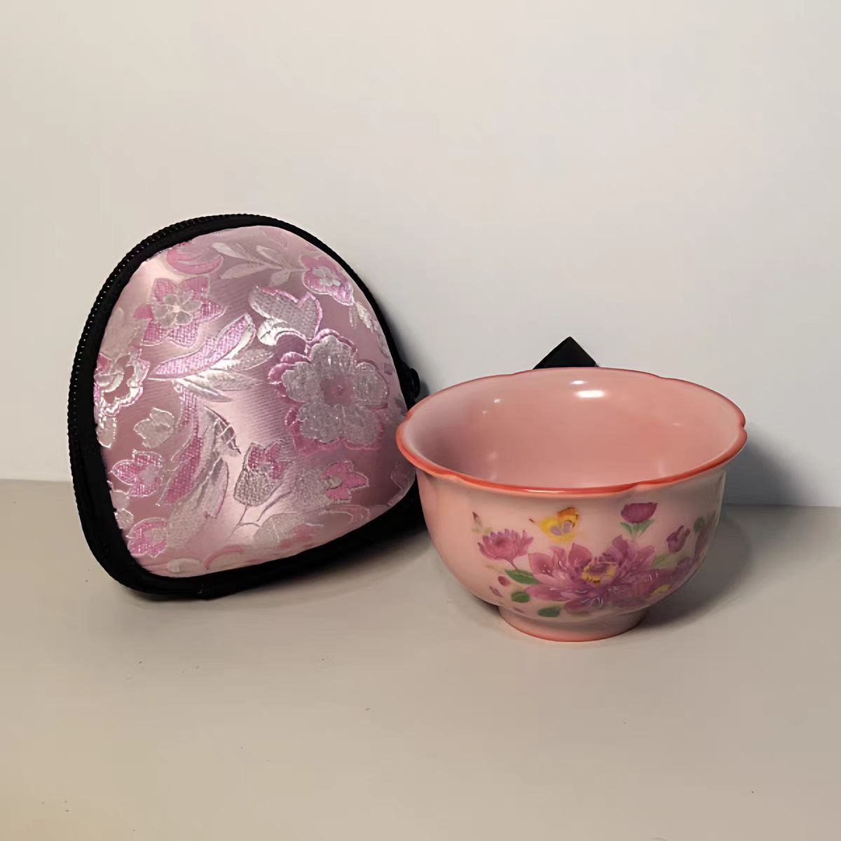 LX339汝窑主人杯陶瓷茶杯品茗功夫茶具开片可养带包