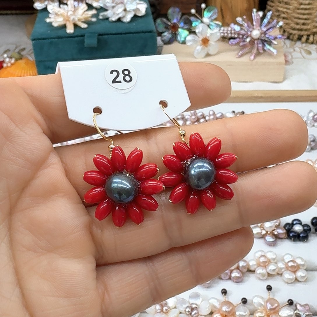 银S925镶嵌淡水珍珠耳饰