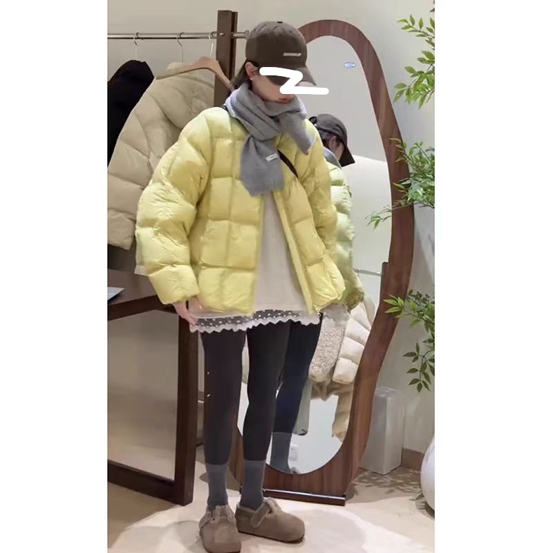 （柚子同款）SQG冬季豆腐块圆领羽绒服