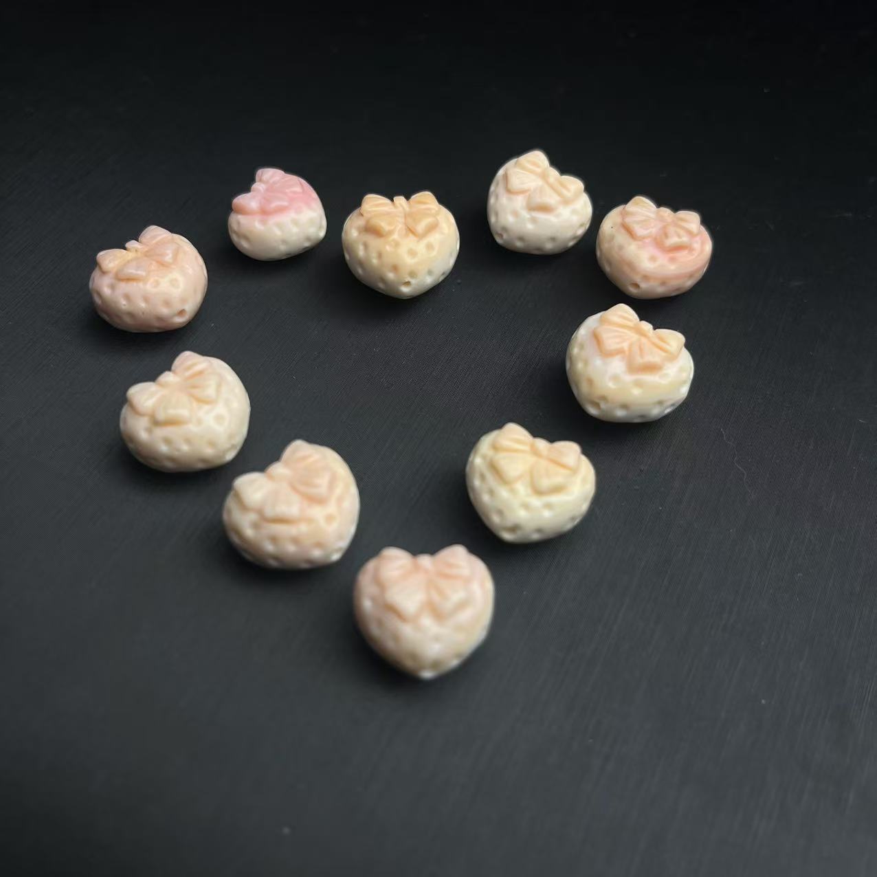 非金属仿珍珠吊坠 ZBG1123女王胭脂琉璃爱心单珠天然珠宝多样发一