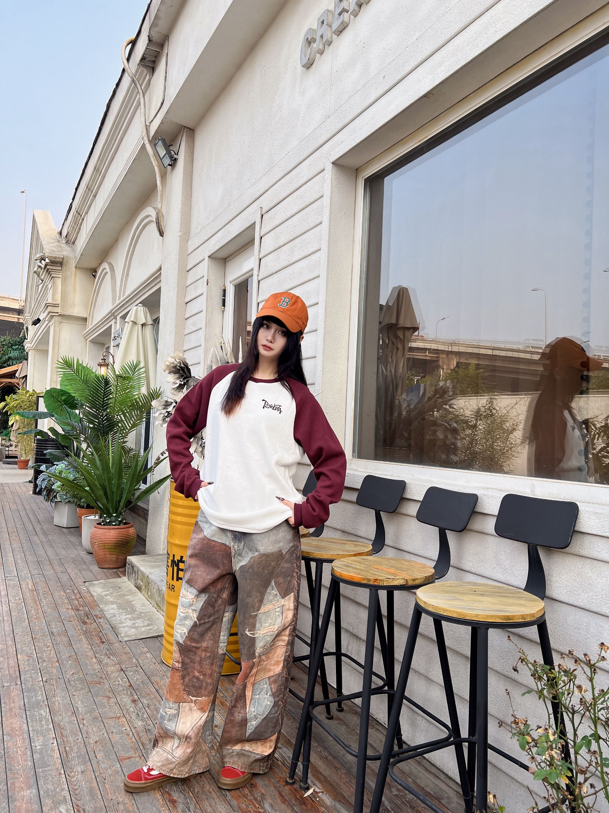 Aimeewq&Ms.Cissie-港真-复古时尚休闲上衣长袖潮流撞色T恤0811