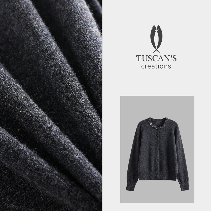 TUSCAN'S CREATIONS气质女士秋冬保暖百搭长袖开衫毛织衫时代双鱼