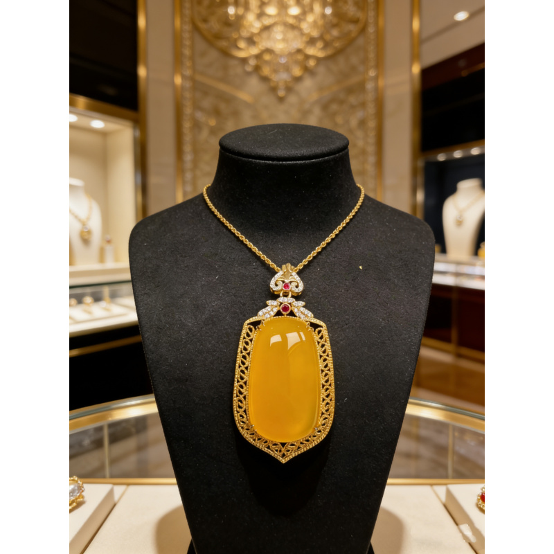 -W44-天然  高端  大气   -时尚  绿玉髓    黄玉髓 大无事牌吊坠