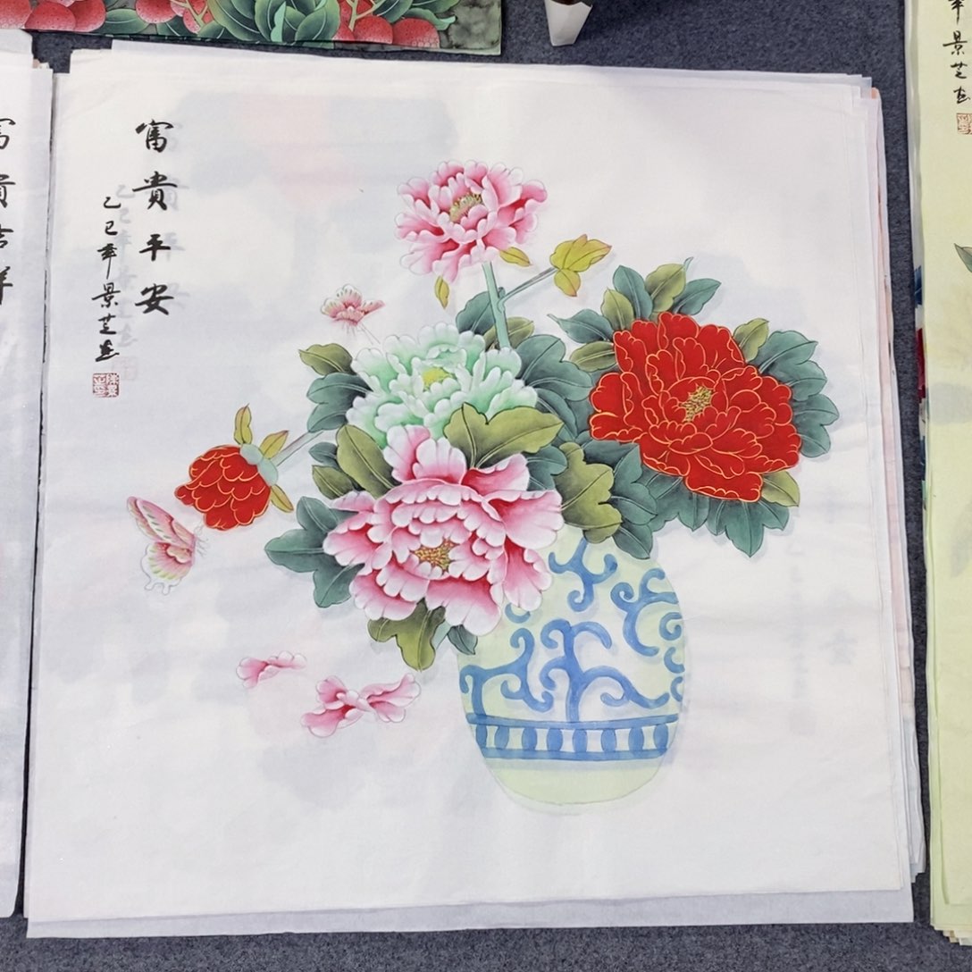 国画尺寸68✖️68斗方手绘工笔画