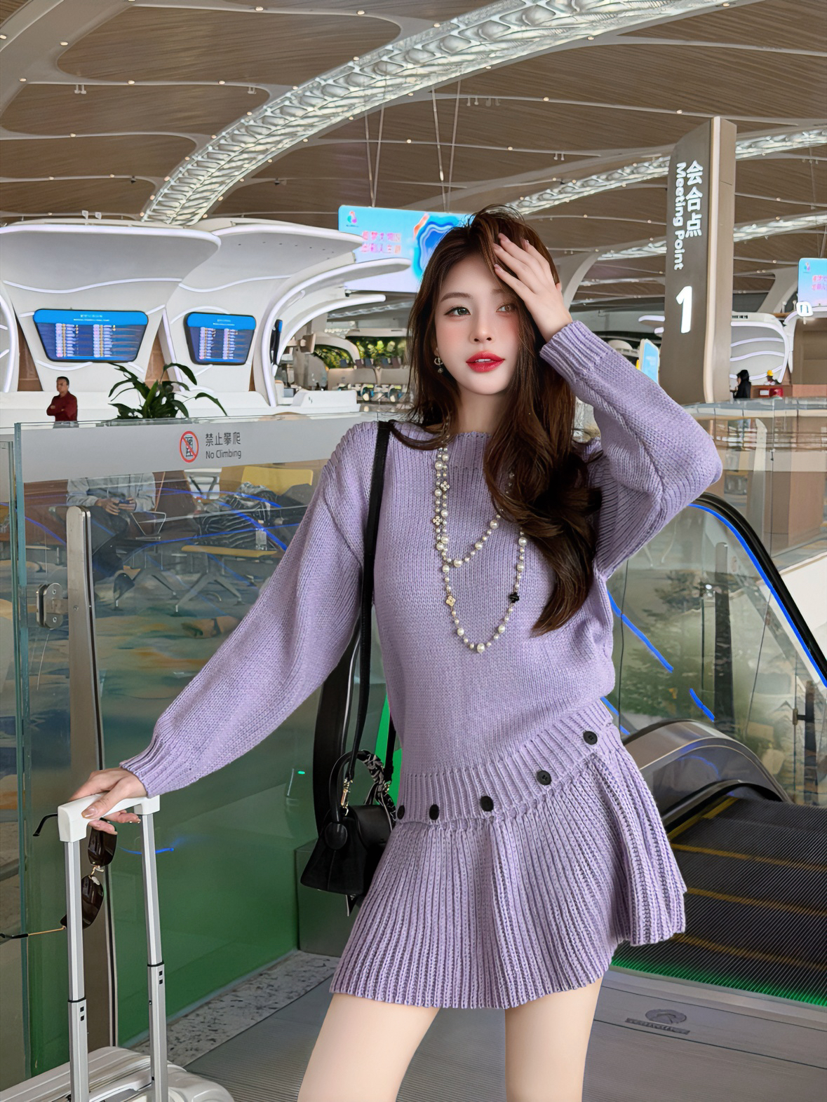 【十一家】美拉德风羊毛上衣半裙可拆卸针织连衣裙女时尚冬TB120301