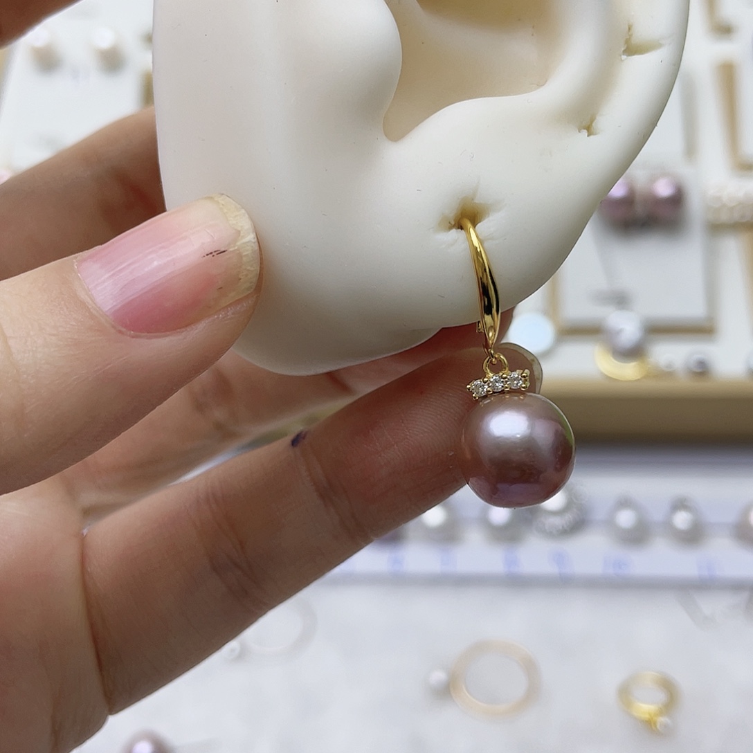 ꧁***꧂银S925镶嵌淡水珍珠耳饰