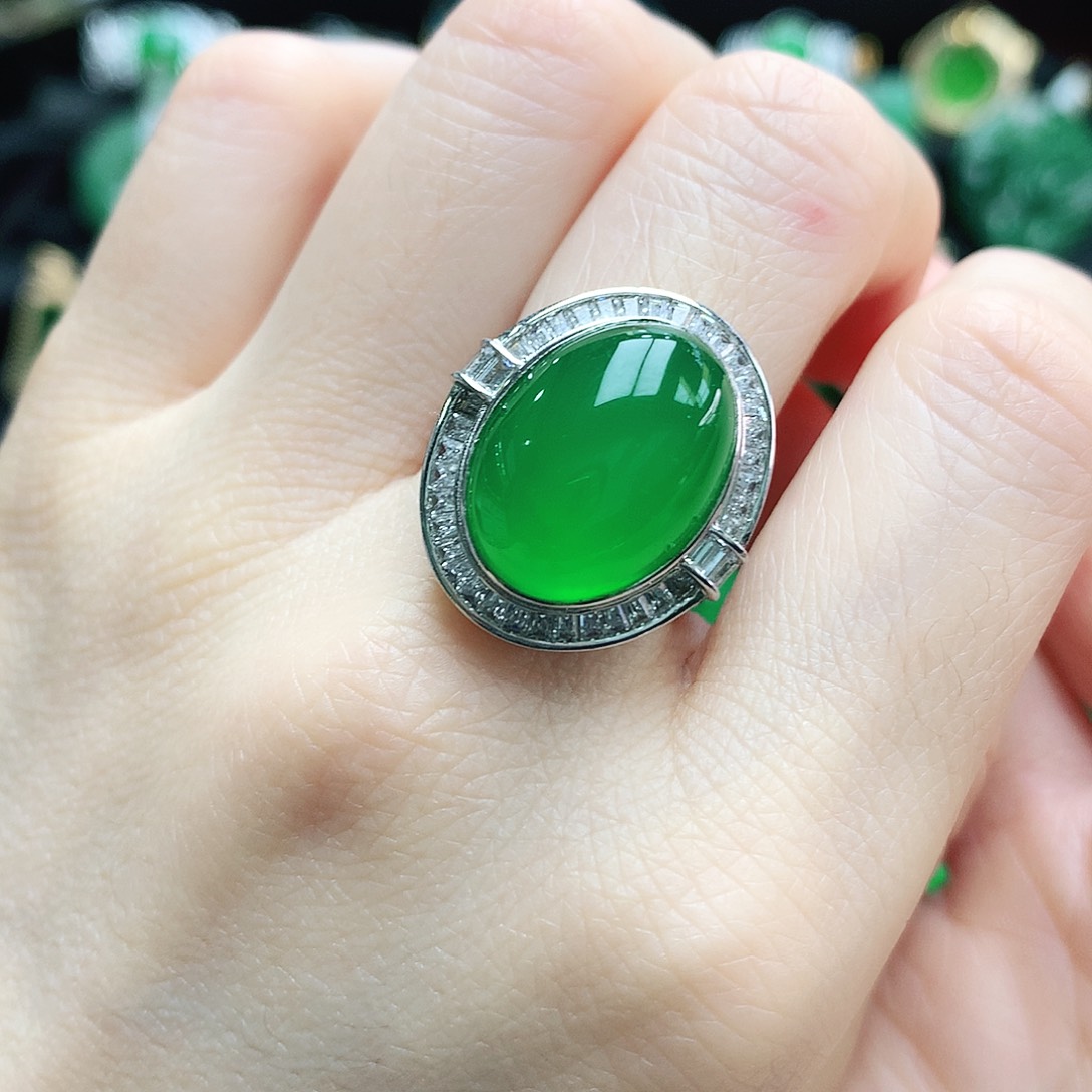 玛瑙/玉髓戒指银S925镶嵌