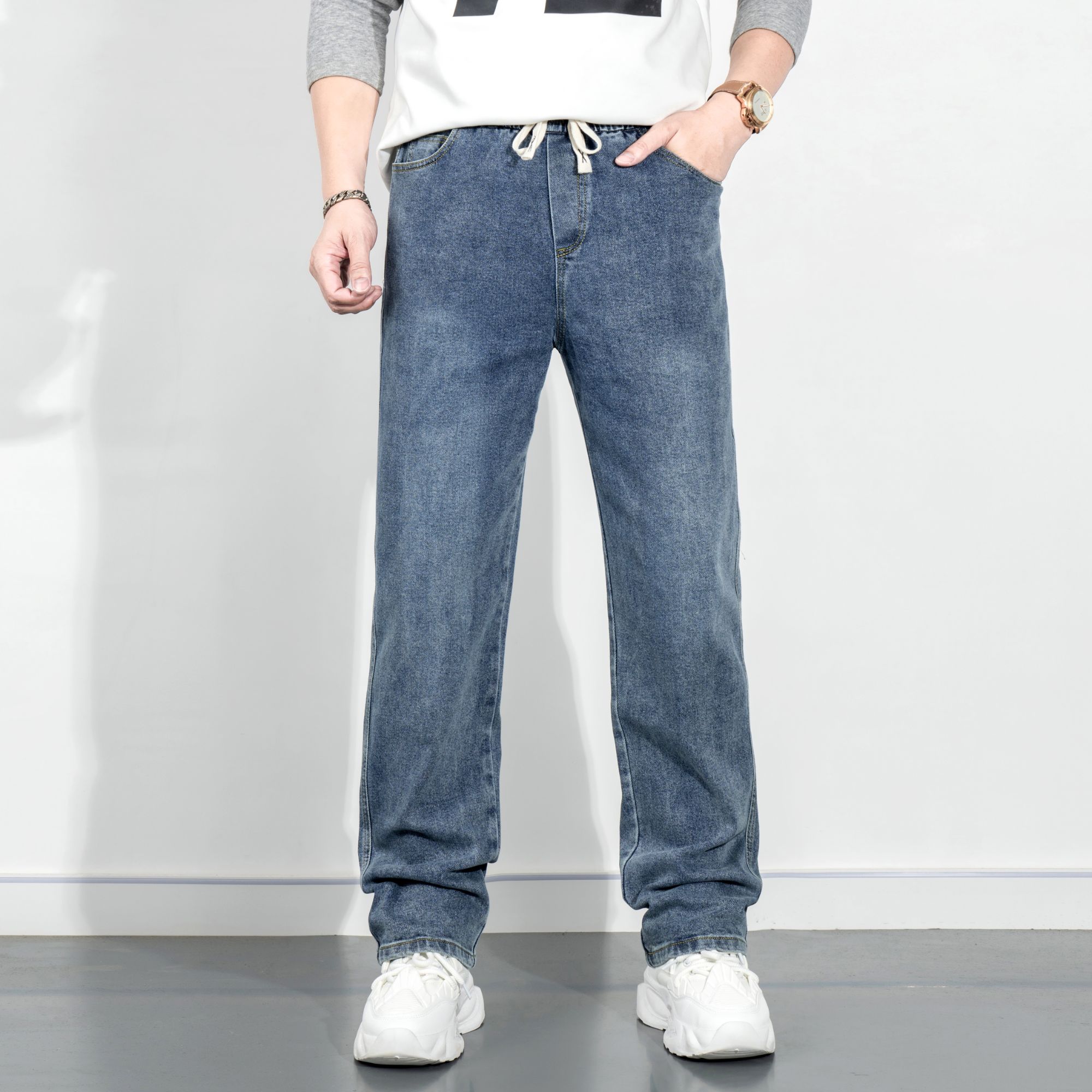 【升级版】弹力秋冬季节新款男士牛仔裤垂感时尚潮流直筒牛仔裤