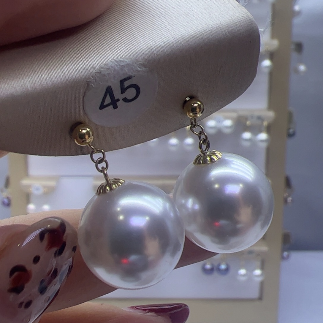 淡水珍珠耳饰18K金镶嵌