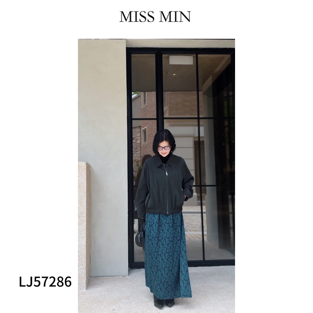 MISS MIN【美式休闲】拉链夹克洋气衣服女宽松显瘦翻领外套 LJ57286