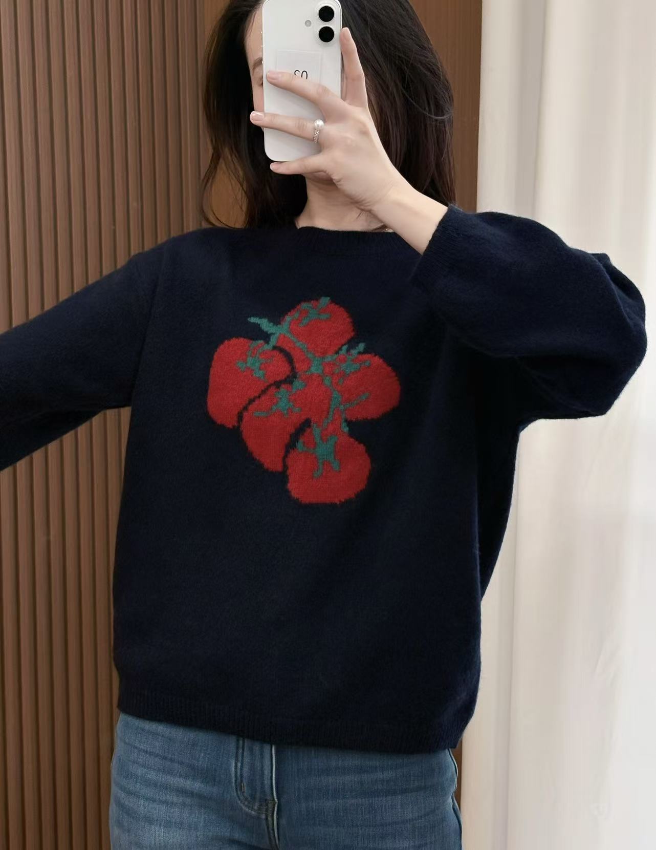 【西红柿100羊毛】不可机洗！100超细羊毛 甜美圆领番茄卡通套头显瘦